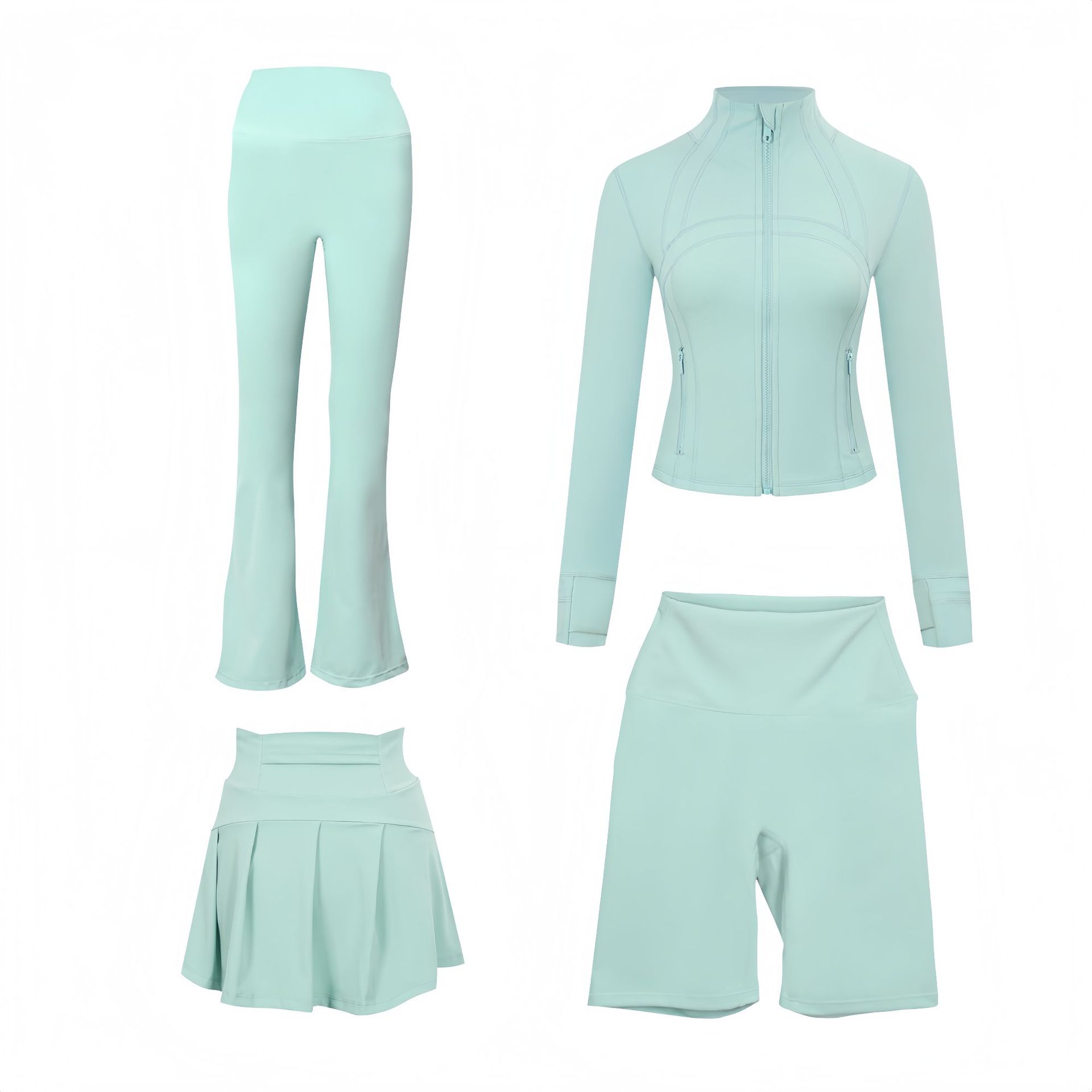 Women's Slim Fit Elastic Active Set With Jacket And Skirt_voghion.com