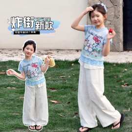 2026夏季新款女童KT印花圆领短袖上衣数码印花打底衫童装批发