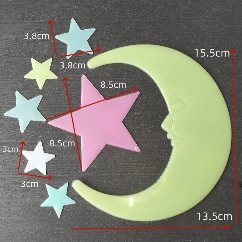 Estrellas de color luna pegatinas de luz nocturna meteoros luminosos pared decoración de ventana fluorescente transfronteriza pegatinas de refrigerador estrella cosmos image 24