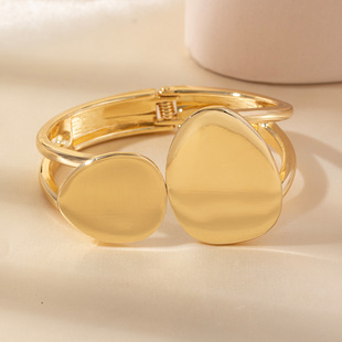 European and American Bracelet Classic Asymmetric Gloff Personality Alloy Spring Open Gold Bracelet Women's Cross-border Bangle