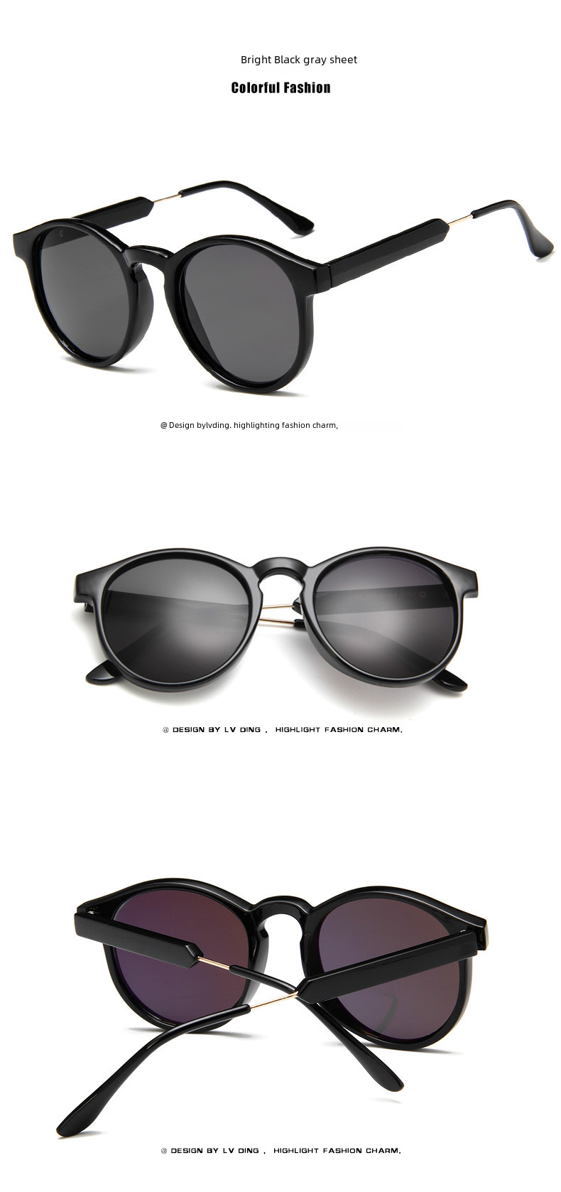 2018 New Fashion retro sunglasses 9165 texture round frame transparent sunglasses cross-border fashion sunglasses_voghion.com