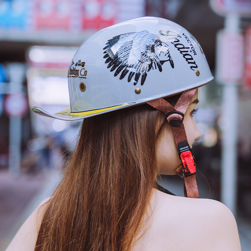 3C Motorcycle Helmet Retro Personalized Baseball Cap for Men and Women, Motorbike Dome Helmet, Duckbill Cap, Electric Bike Baseball Cap, Half Helmet