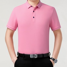 品牌时尚男装感纯色T恤24夏季新款桑蚕丝简约百搭短袖POLO衫