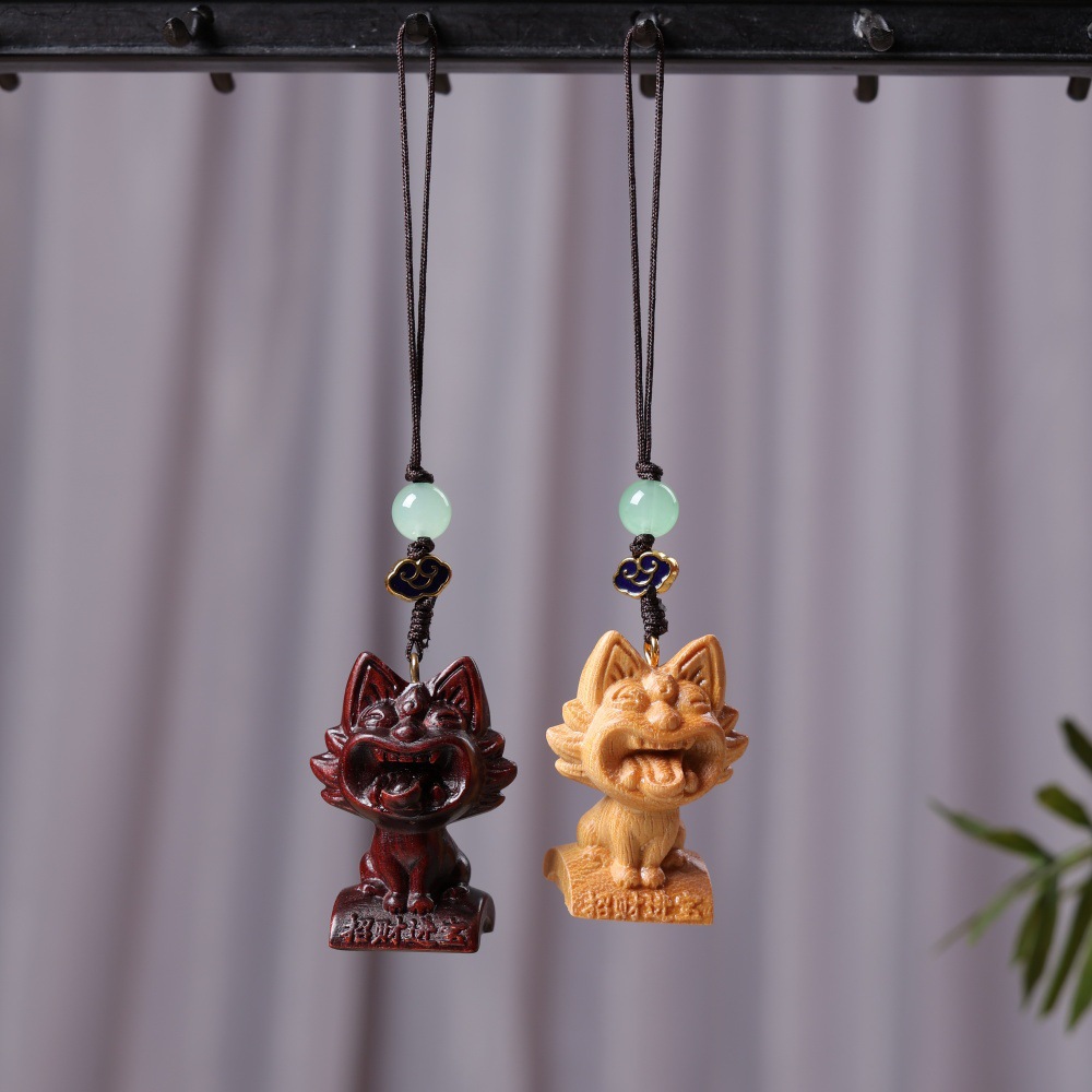 崖柏木刻创意木云南瓦猫挂件文创瓦猫工艺品可爱小猫景区礼品