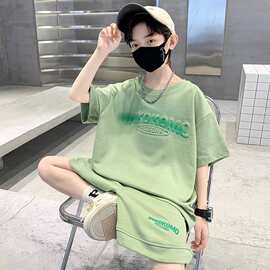 男童夏装套装2025新款中大儿童装夏季小男孩短袖t恤短裤两件套夏