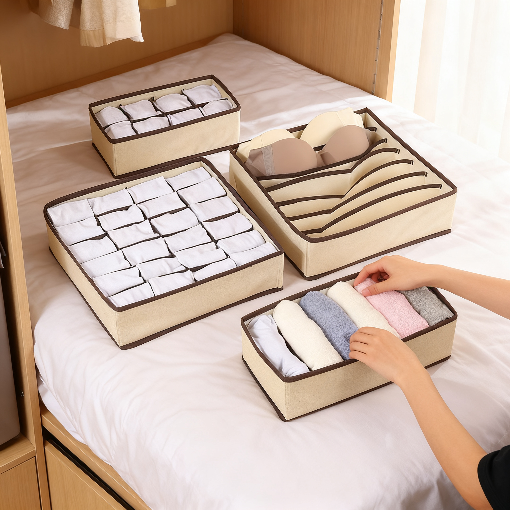 New Underwear Storage Box Foldableable Thickeneded Oxford Cloth Drawer Box Home Wardrobe Classification Storage Box