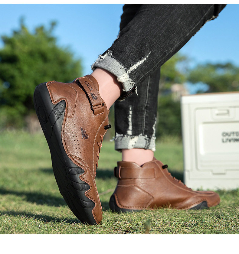 Bốt Martin nam cổ cao dáng ngắn, mũi tròn, đế bằng, phong cách thường ngày — C8008 màu kaki, C8008 màu xám, C8008 màu đen, F8008 Màu xanh lá cây chi tiết 12