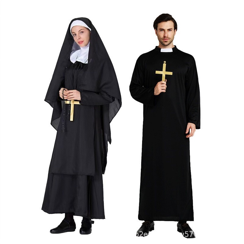 Halloween Costume Western Party Prom Clothes Stage Performance Male All Black Robe Godfather Cosplay Costume