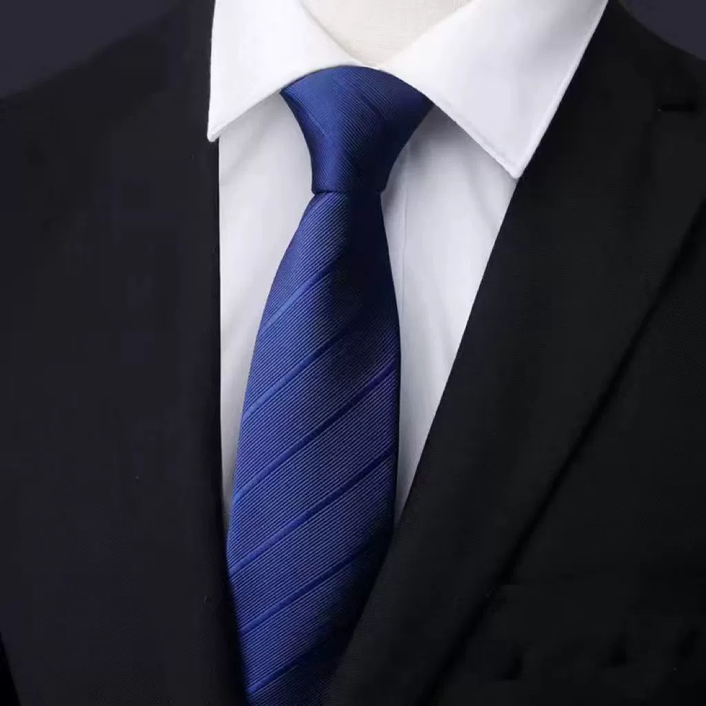 Tie with zipper, blue black classic suit jacket