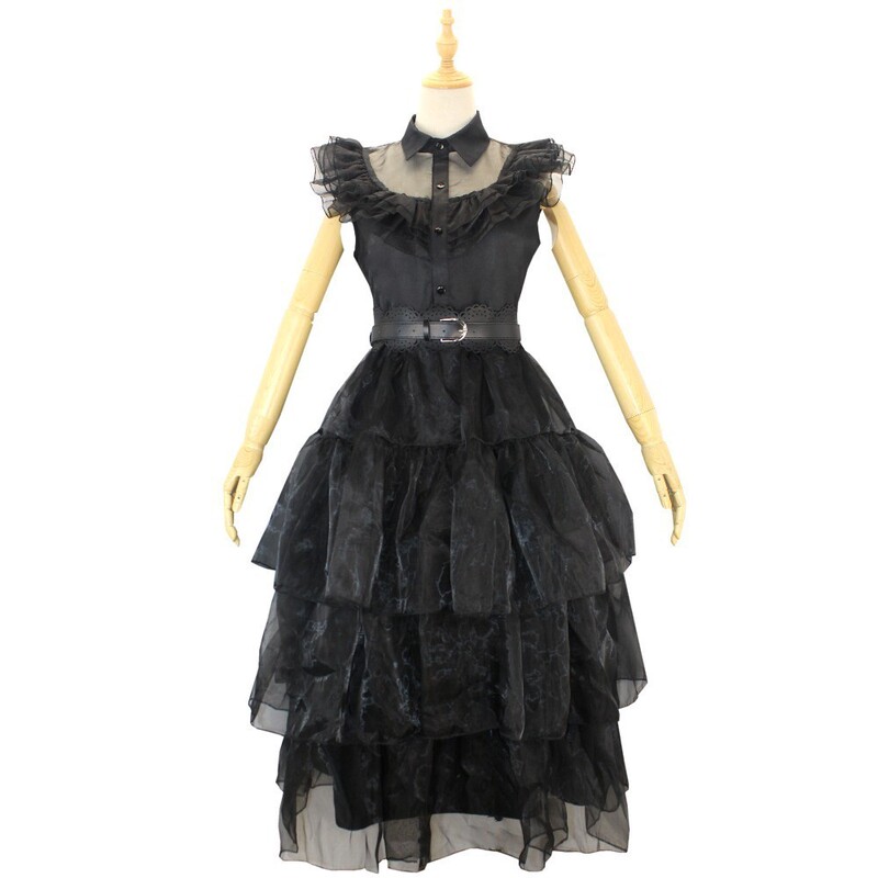 Halloween Addams Family Cosplay Costume Wednesday Dress Cosplay in Stock School Uniform