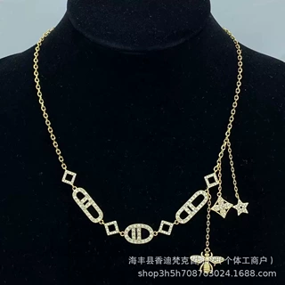 跨境热销D家新款猪鼻子字母CD项链蜜蜂星星复古百搭颈链厂家批发