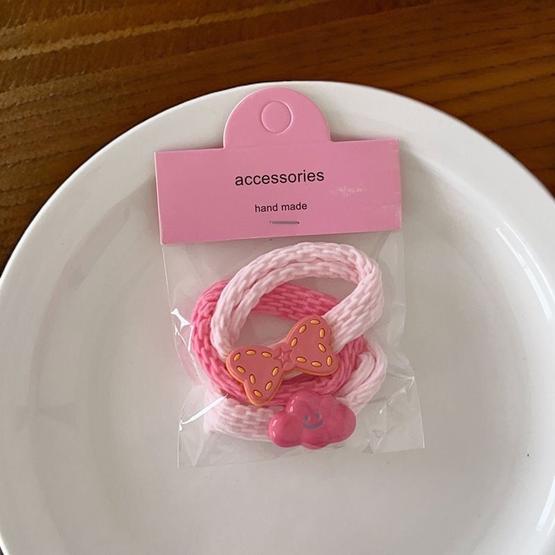 Cuerda para la cabeza tejida de tres piezas con lazo de lazo de color, linda banda de goma, cuerda para el cabello, cola de caballo, accesorios para el cabello de todo fósforo