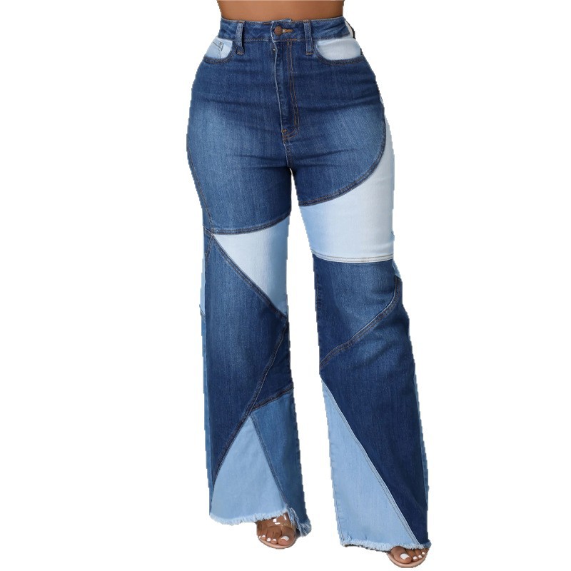 Pantalones anchos elásticos de talla grande para mujer, estilo europeo y americano, nuevos de otoño, disponibles en el fabricante, venta al por mayor de jeans de dos colores