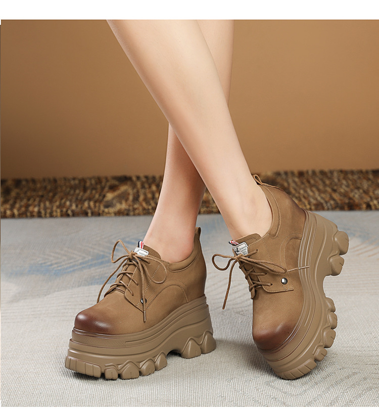Giày nữ đế xuồng cao miệng sâu độn bên trong 12cm — Màu nâu chi tiết 1