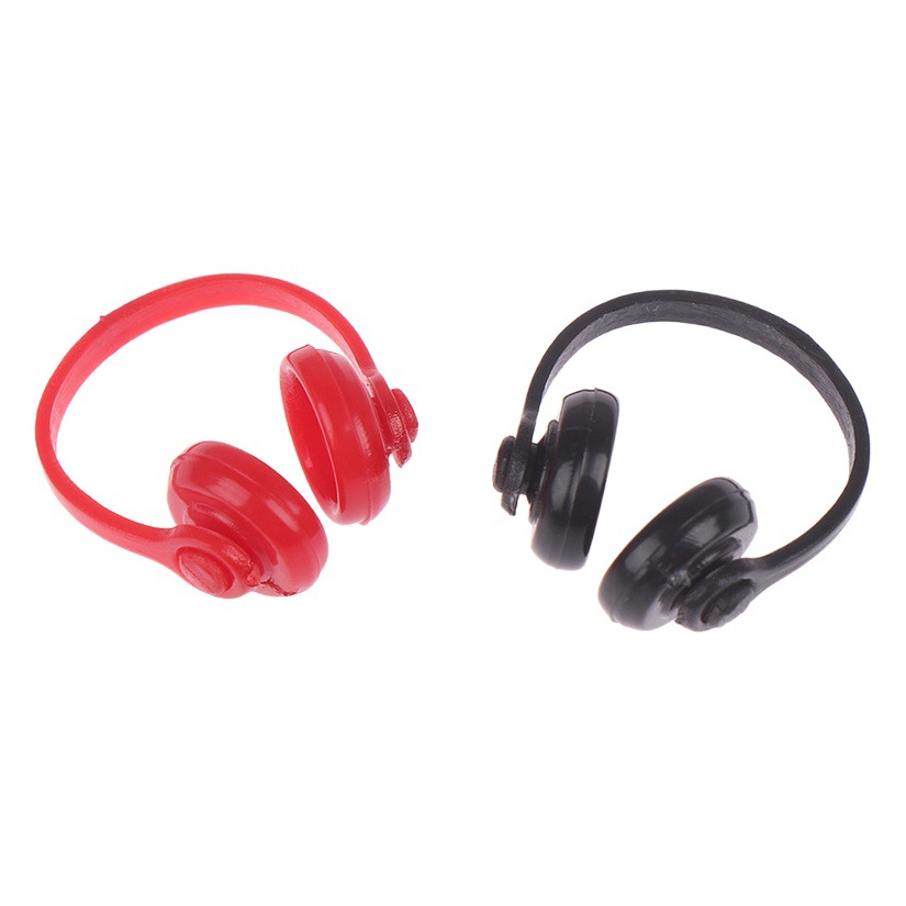 1:12 Dollhouse mini sala de ordenadores escena Accesorios negro/rojo auriculares pequeño y exquisito