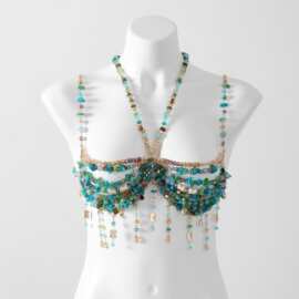 欧美跨境女装时尚beaded Bra 上衣彩色珍珠小背心性感斑斓珠抹胸