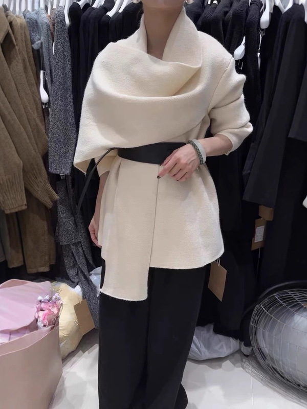 时尚休闲加厚披肩针织衫大衣女中长款气质高级感宽松显瘦毛衣外套|undefined