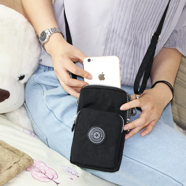 Wholesale New diagonal mobile phone bag Women's Small bag Fabric mobile phone bag neck vertical arm bag wrist change purse