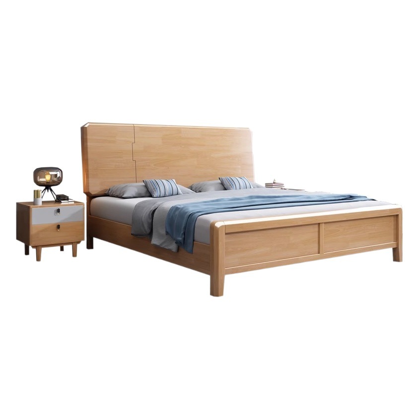 Cama de madera maciza completa moderna minimalista nórdica cama doble 1.5 m1.8 M presión de aire alta caja cama de almacenamiento cama directa de fábrica
