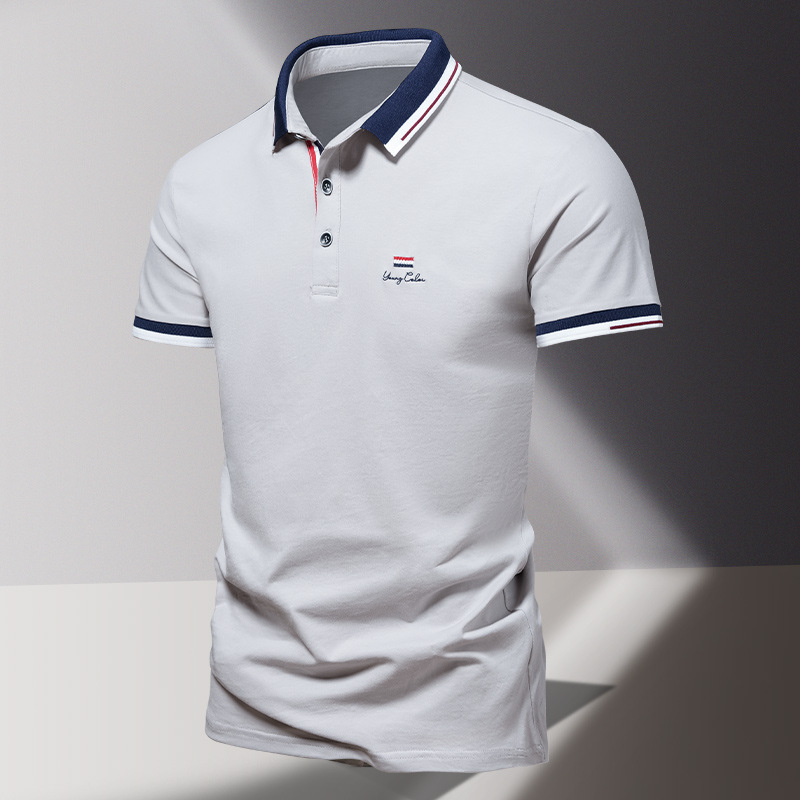 05672 Cross-Border American-Style Pure Cotton Short-Sleeve T-Shirt for Men, Spring and Summer New Trendy Brand High-End Polo Shirt with Contrasting Color Collar 05672 Cross-Border American-Style Pure Cotton Short-Sleeve T-Shirt for Men, Spring and Summer New Trendy Brand High-End Polo Shirt with Contrasting Color Collar