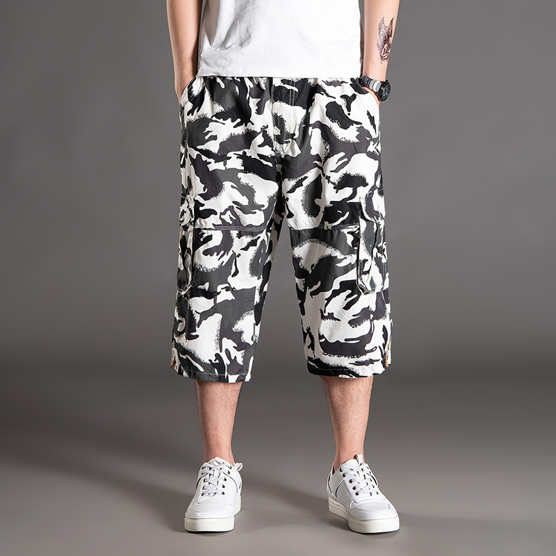Summer Thin Camouflage Shorts Men's 7-point Pants Casual Loose plus size Loose Waist Elegant Work Pants Mid-length Pants Sports Pants