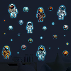 外貿宇航員星球夜光貼男孩房熒光貼紙冰箱貼幼兒園裝飾畫批發自粘