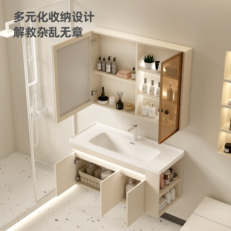 40cm de ancho estrecho pequeño gabinete de baño de madera sólida combinación de cerámica lavabo