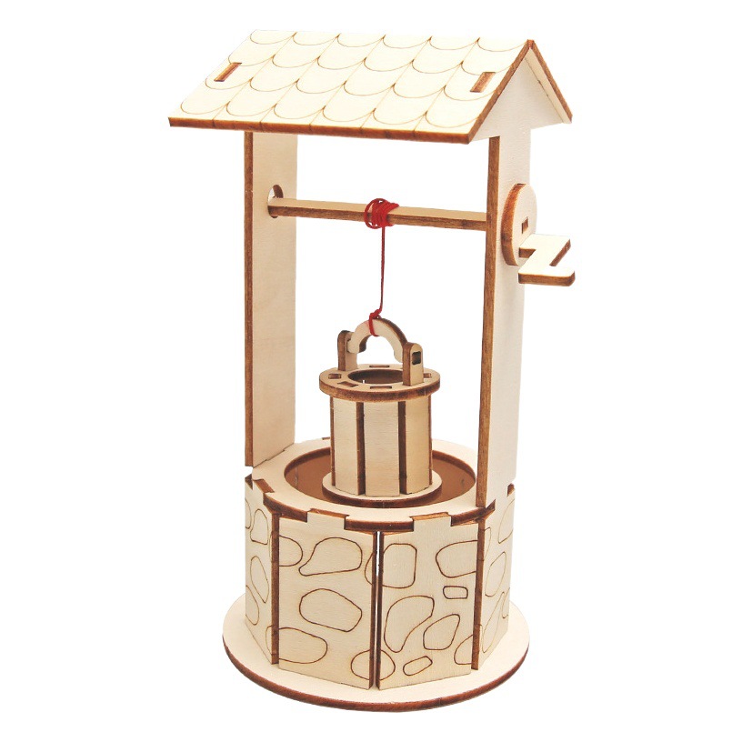 Niños creativo bricolaje casero rodillo de madera bien estudiante de la escuela primaria tecnología pequeña producción invención ciencia experimento juguete