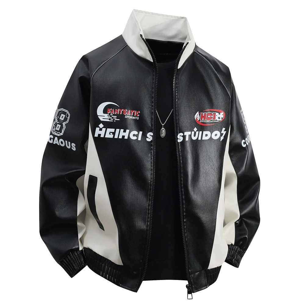 秋冬新款美式赛车机车服潮牌立领外套青少年休闲宽松百搭情侣夹克