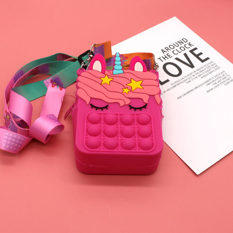 Ratón asesino pionero moneda monedero bolso de los niños de dibujos animados lindo presionando bolsa de silicona unicornio hombro crossbody gato bolsa