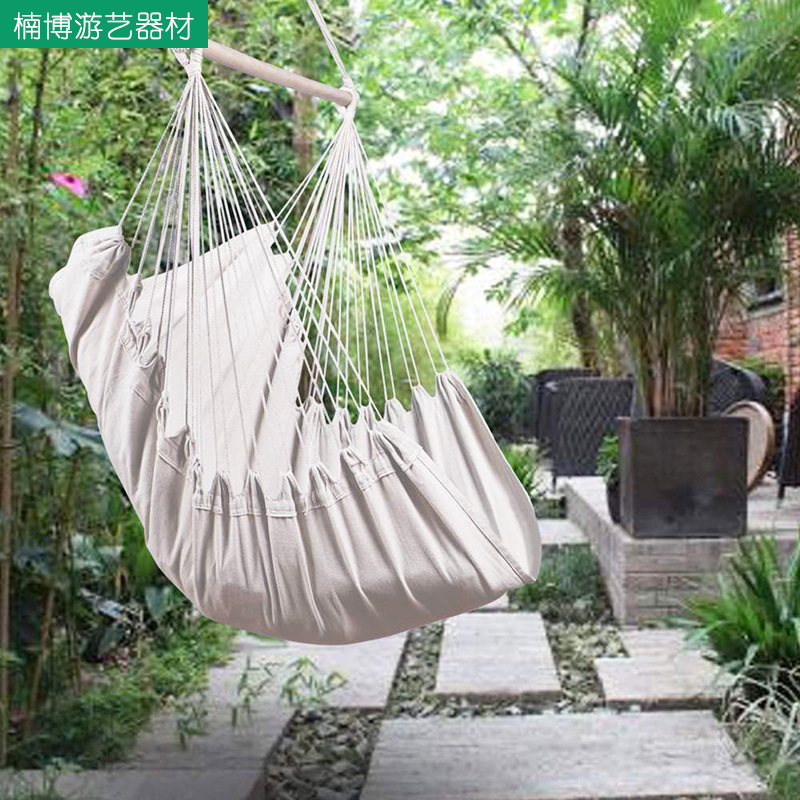 Nordic Style Portable Folding Hanging Chair With Pillow Single Canvas Hanging Chair Indoor And Outdoor Swing Balcony Hanging Chair