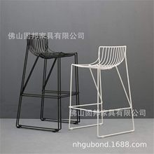 美式咖啡厅铁艺吧台椅吧凳铁线高脚凳酒吧椅奶茶店前台靠背高脚椅