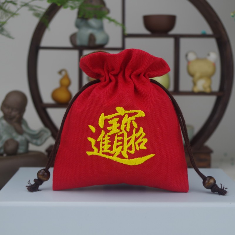 "Bag gules Embroidery Tips Jewellery jewelry Drawstring Beam port Cloth bag JACKPOT Purse