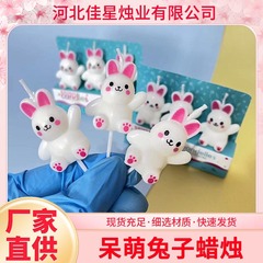 誕生日のろうそくの創意誕生日のパーティーの雰囲気はケーキを飾ってネットの赤い漫画のかわいい白兎のろうそくを飾ります。