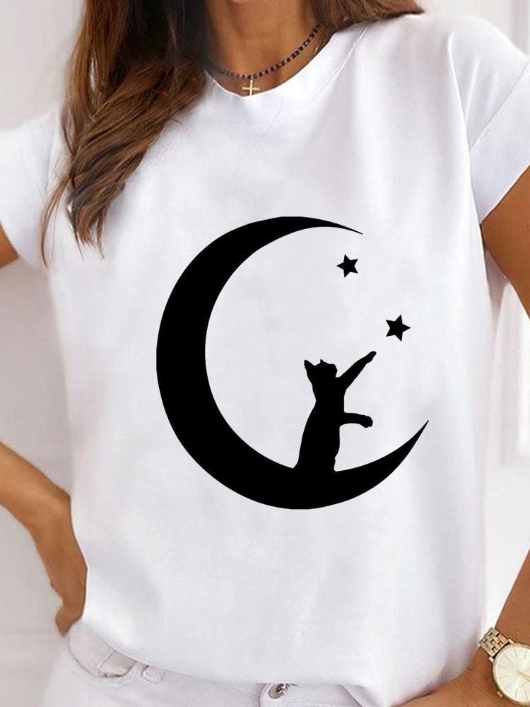 Regular Fit Fit Type Printing Pattern Summer Season Wholesale Women'S Fashion Printing Short Sleeve Printing T-Shirts