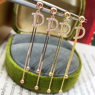 2025 New Earrings Gold Natural Diamond Tassel Long Simple 18K Gold Diamond Earrings Real Gold Real Diamond