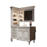 Комбинация шкафов для ванной комнаты в американском стиле середины века, напольная умывальник во французском ретро стиле, раковина для ванной комнаты, тумба под раковину