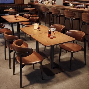 Retro Cafe Table and Chair Combination Solid Wood Bakery Cake Shop Chair Tavern Bed and Breakfast Dessert Milk Tea Shop Dining Table and Chairs