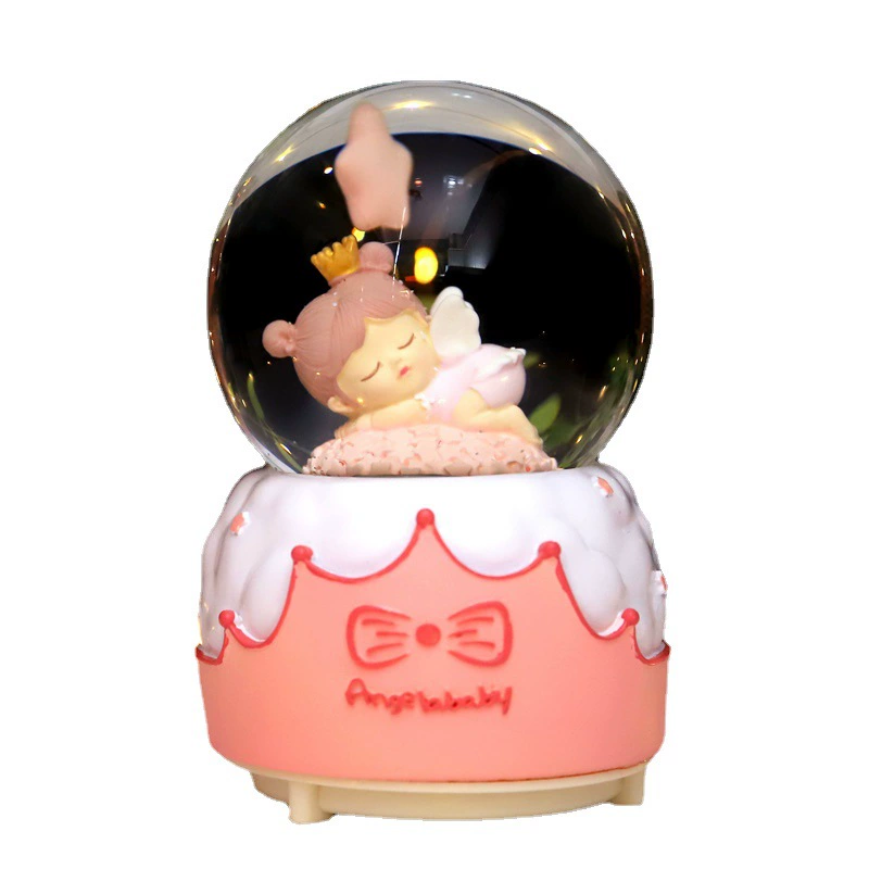 Rotating colorful lightweight music box for students, with snowflakes, Birthday gift
