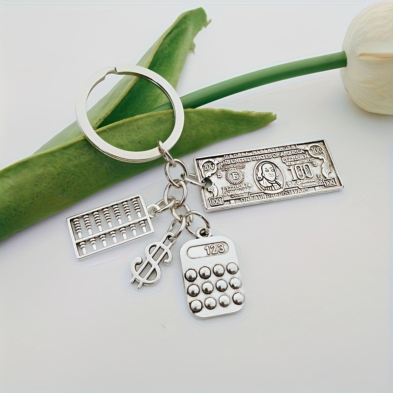 European and American Export Jewelry 100 Us Dollars Abacus Calculator Money Tree Lucky Keychain Backpack Hanging