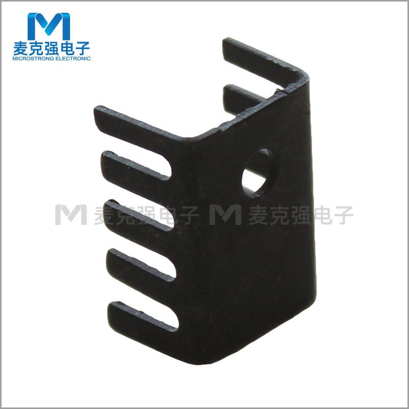 铝散热器无针单孔黑色14*10*18mm孔距14mm破沟铝片五金冲压件