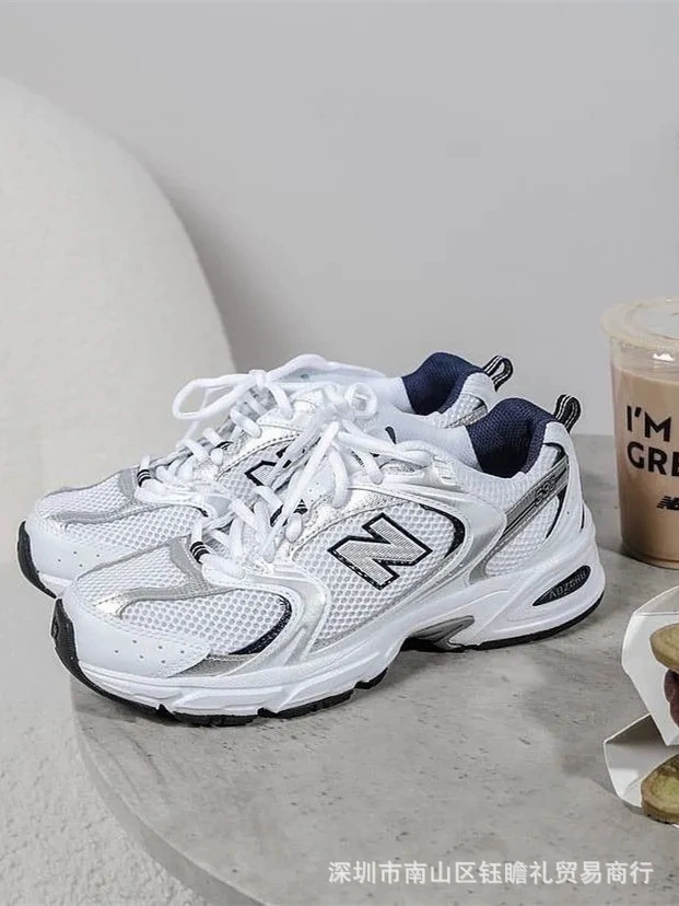 Кроссовки New balance низкие серебристо‑белые, многослойные размеры