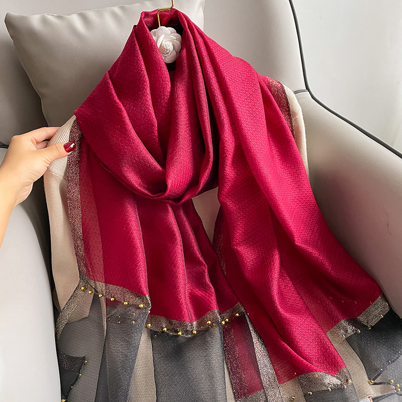 Sciarpa in seta da donna scialle in seta di gelso con filo oro_voghion.com