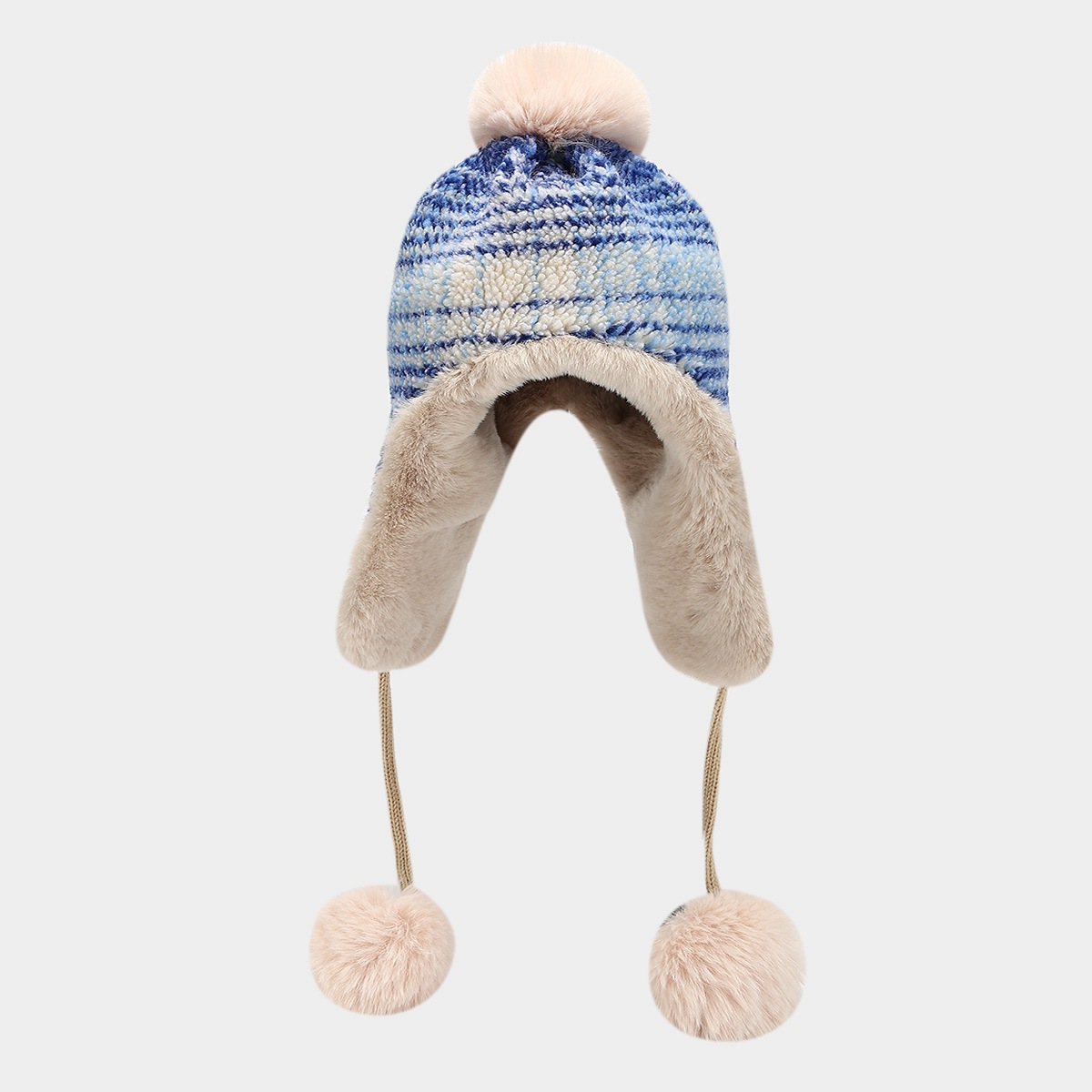 Gorros de protección para los oídos retro americano de tres bolas para mujer, sombreros de esquí engrosados a prueba de frío en otoño e invierno más gorro Lei Feng de terciopelo agradable para la piel