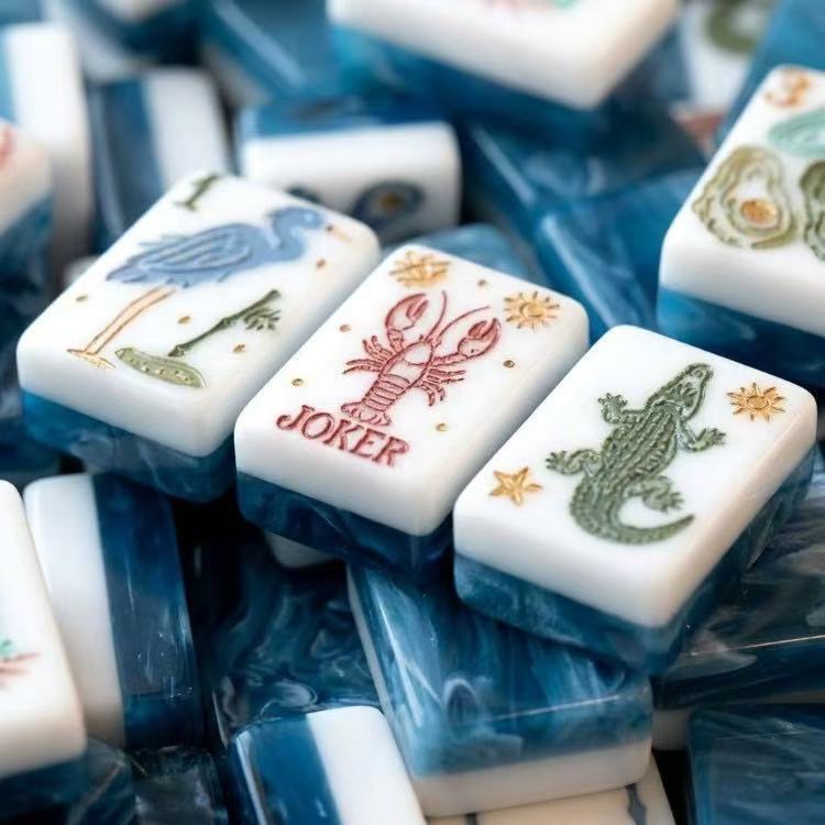 Cross-border ocean crab American-style mahjong, home-use hand-cranked mahjong, foreign language mahjong, English number mahjong
