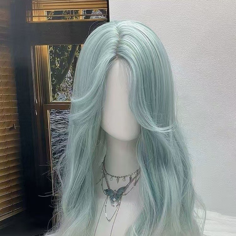 Sal de mar de menta fantasía gradiente menta verde octeto franja frente de encaje atmósfera sensación peluca cos universal B04