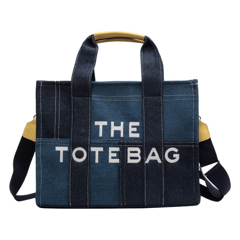 Bolso de lona vaquera de estilo europeo y americano, bolso bandolera versátil y a la moda, bolso tote de gran capacidad para mujer.