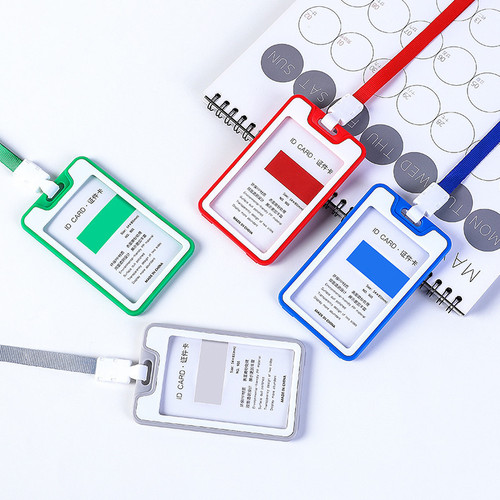 Cross-border double-sided transparent work badge, badge lanyard, card holder, student bus card holder, employee trade fair brand wholesale