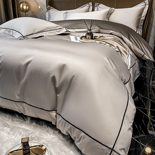 High-end 100% Pure Cotton Long Staple Cotton Four-Piece Set, 100% Cotton Bedding Set with Sheet and Comforter, Autumn and Winter Bedding Essentials