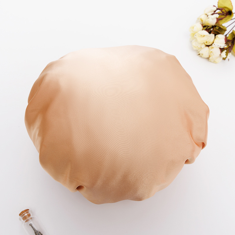 Gorro de Ducha de Doble Capa de Imitación de Seda con Banda Elástica y Hebilla, Ajustable para Viajes y Baño en Casa, Gorro para el Cuidado del Cabello para Mujer